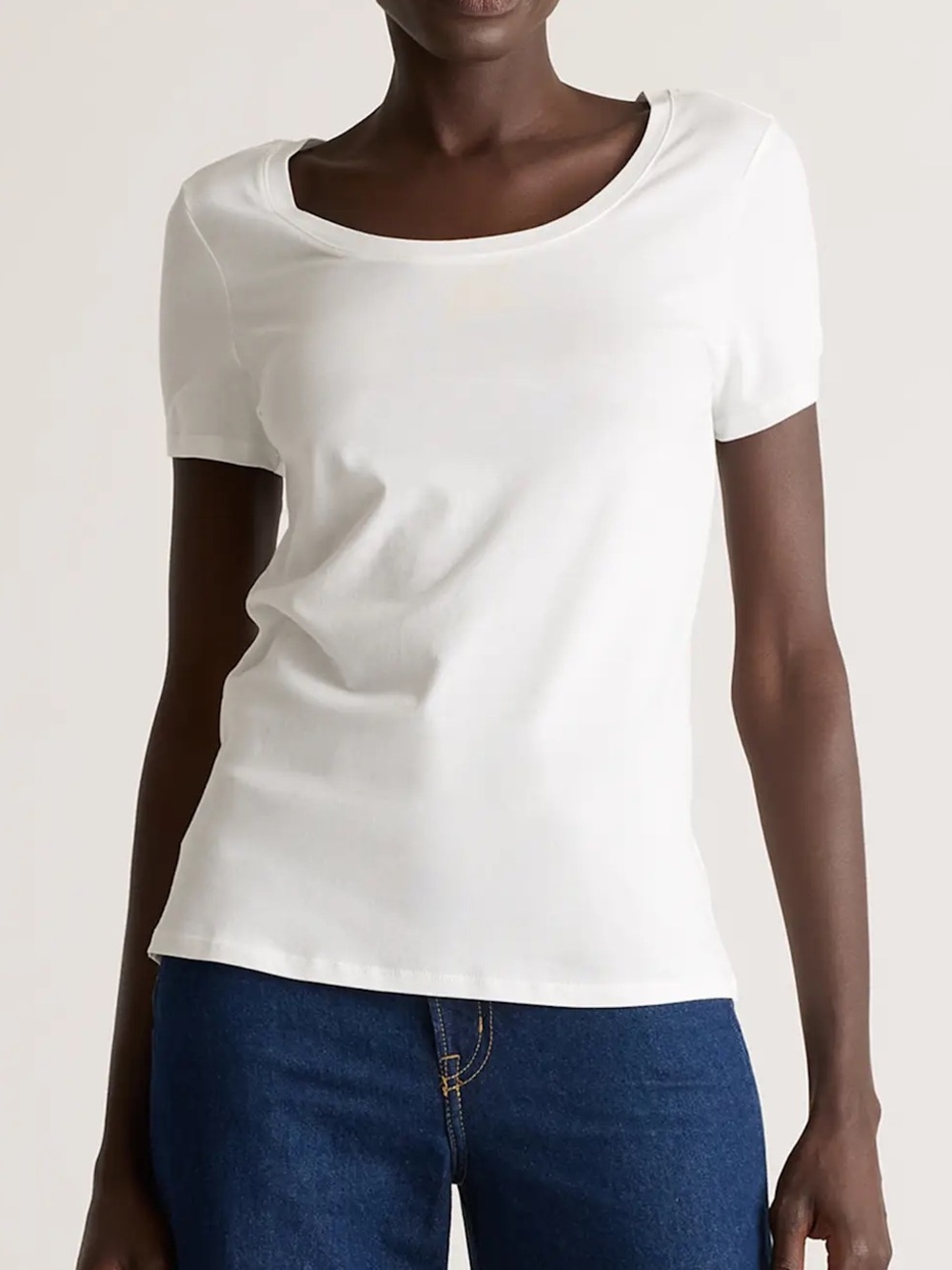 Quince Cotton Modal Scoop Neck Tee in White
